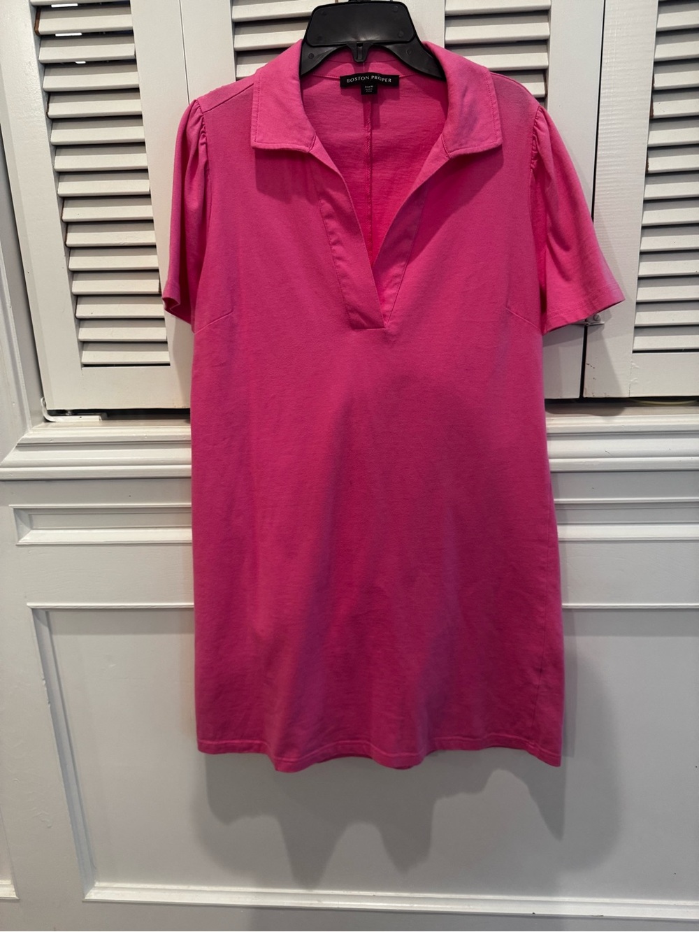 Boston Proper Bright Pink Polo-Style Midi Dress